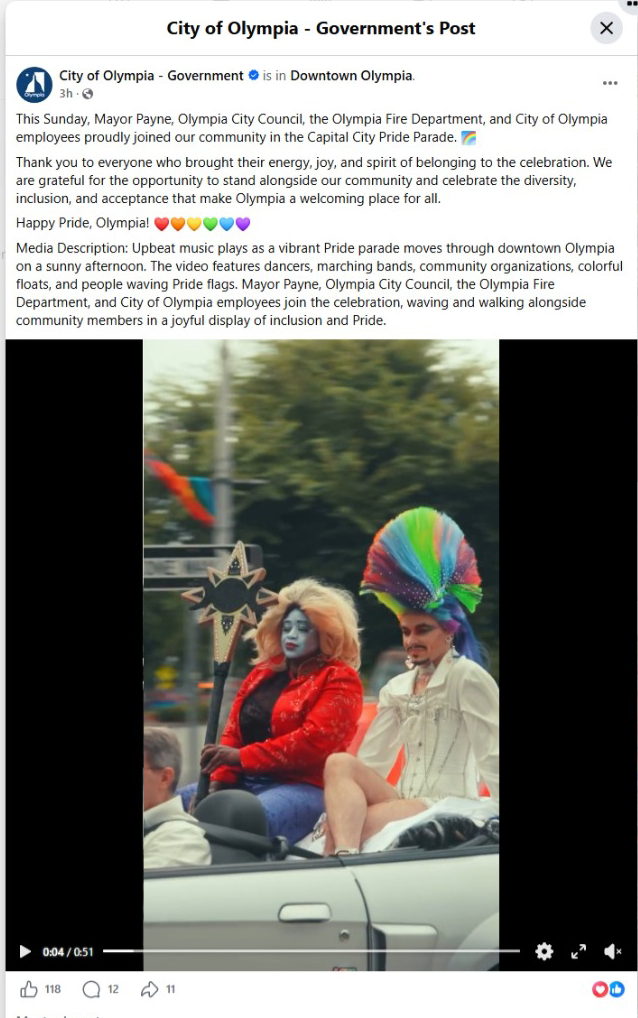 City of Olympia Facebook video preview